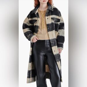 Plaid Black and Tan Shirt Jacket